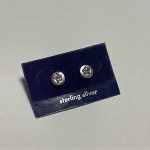 Y2K Vintage Sterling Silver Genuine Crystal Cubic Zirconia Star Stud Earrings